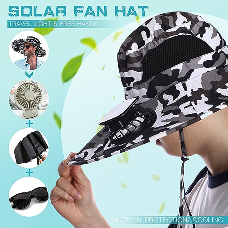 Solar Hat Solar Fan Hat With Wide Brim - Removable Neck Flap & USB ...