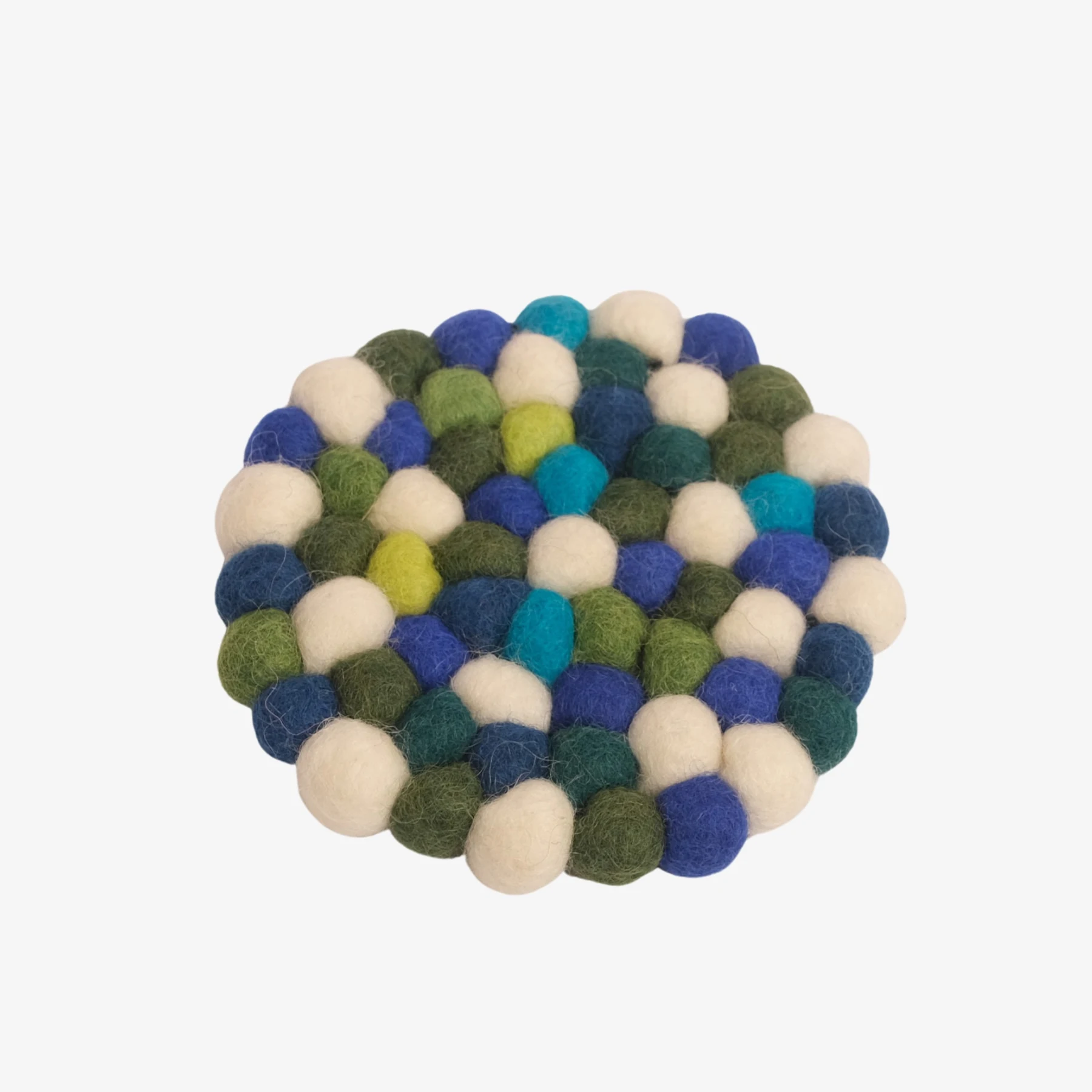 Marineblauwe, veelkleurige handgemaakte vilten balonderzetter