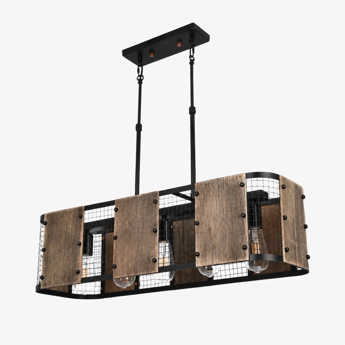 Zwarte hanglamp met vijf lichtpunten, 80 cm, warm wit licht.