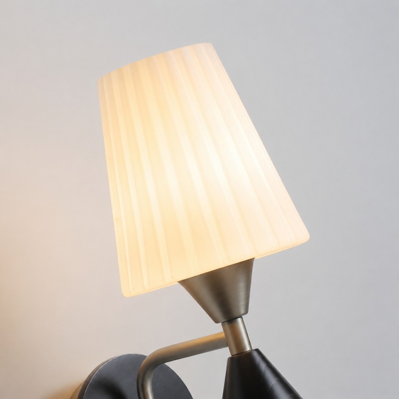Matte Nickel Ash Wood Glass Wall Sconce