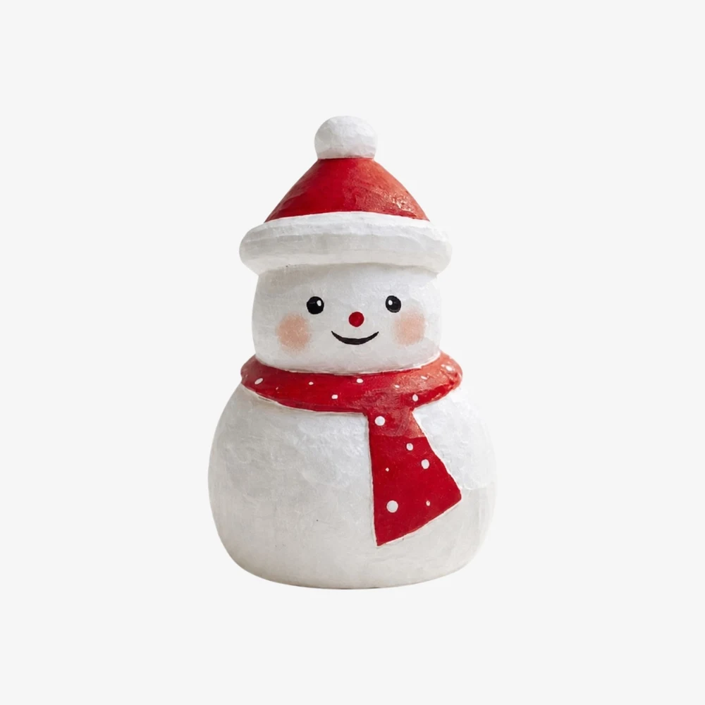 Adorno de muñeco de nieve de madera hecho a mano estilo B
