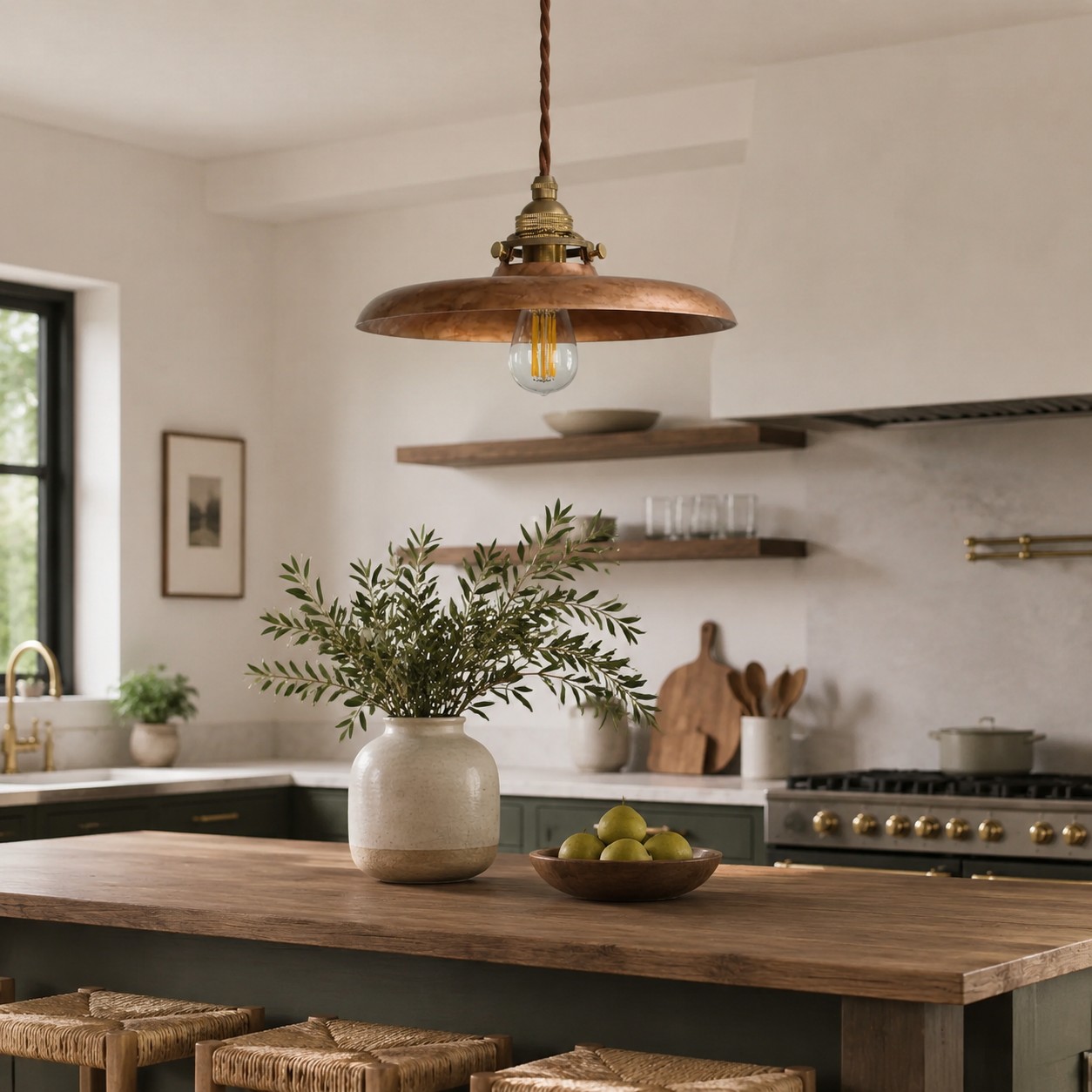 lampadario a sospensione da cucina in stile rustico