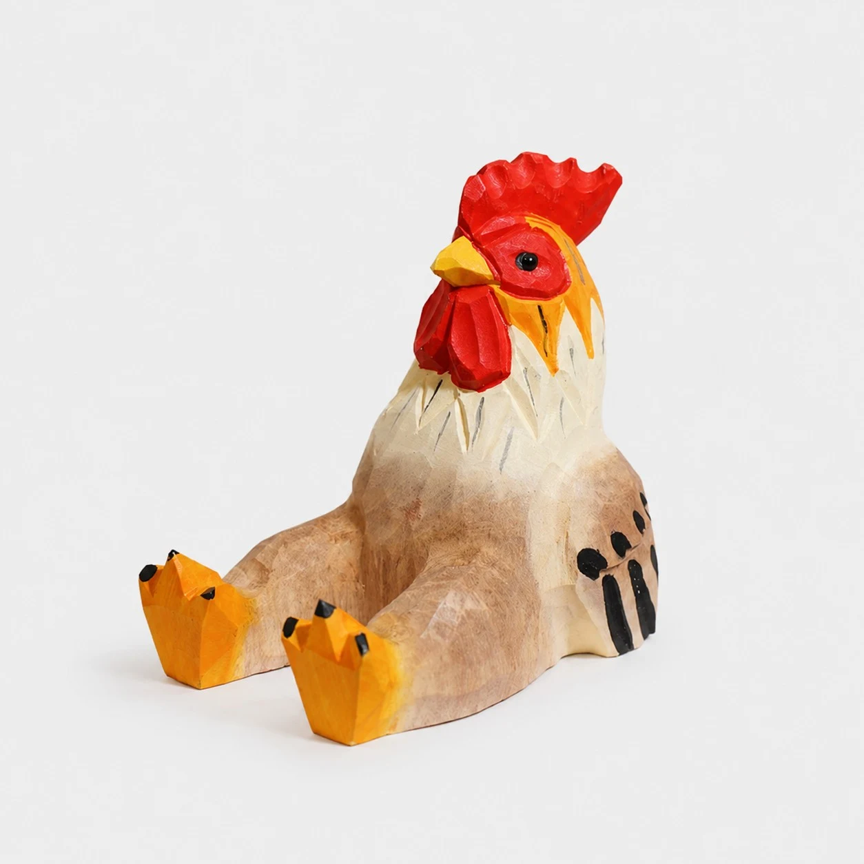 Soporte para teléfono de madera con forma de gallo tallado a mano