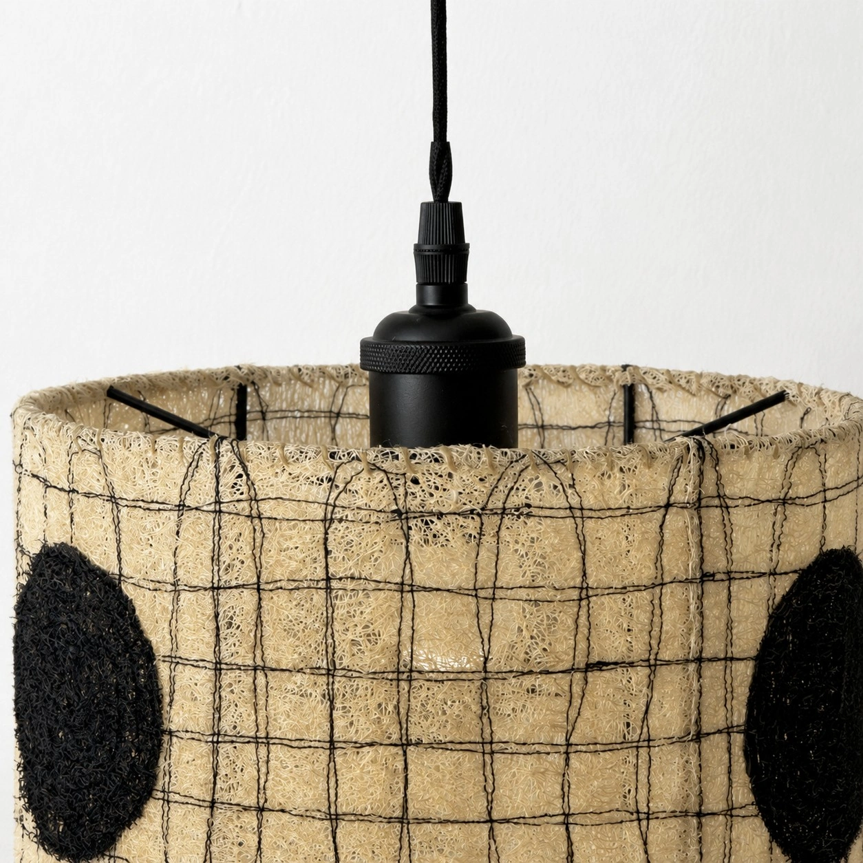Natuurlijke loofah hanglamp lampenkap details