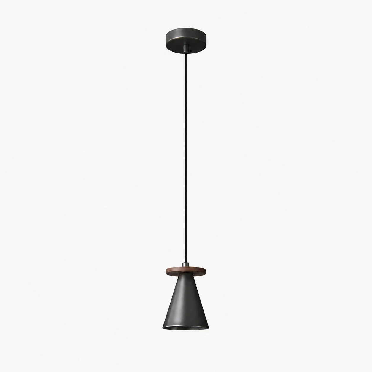 Mini hanglamp in zwart en walnoothout
