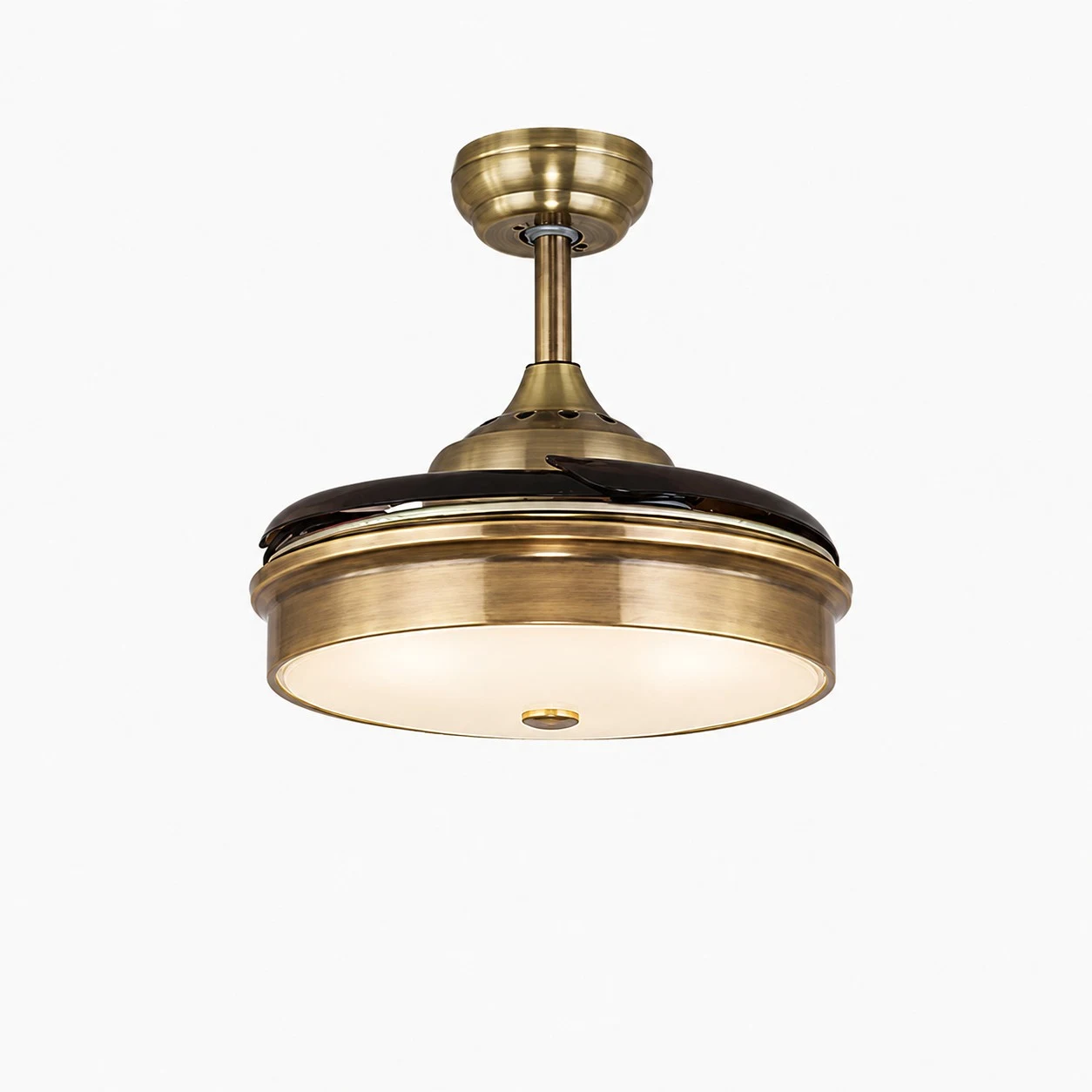Antique brass retractable ceiling fan light style A