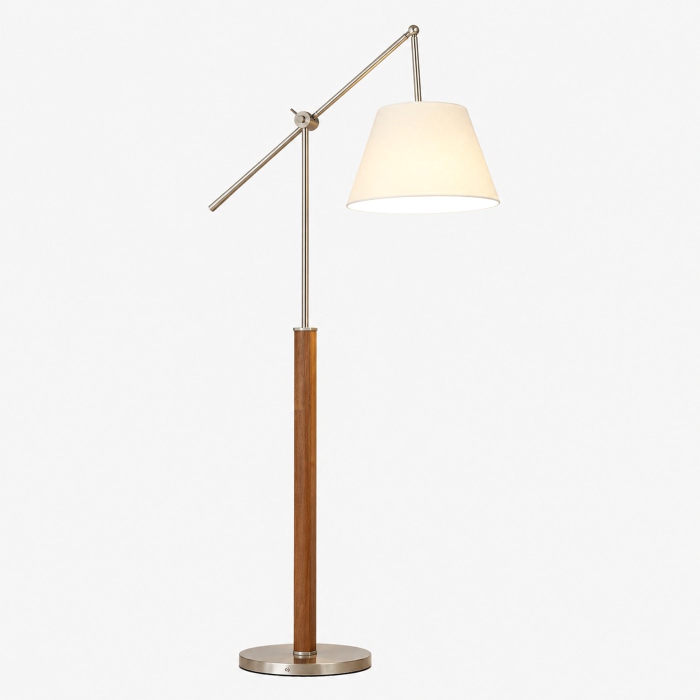 Lampada da terra con braccio orientabile in tessuto bianco - Vista completa del prodotto