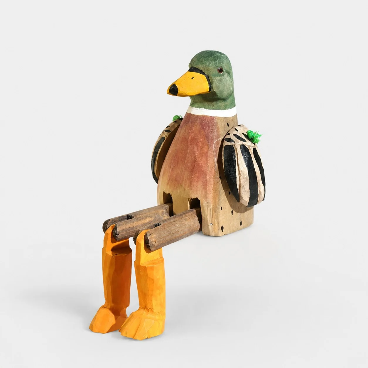 Adorno de pato ánade real de madera tallado a mano