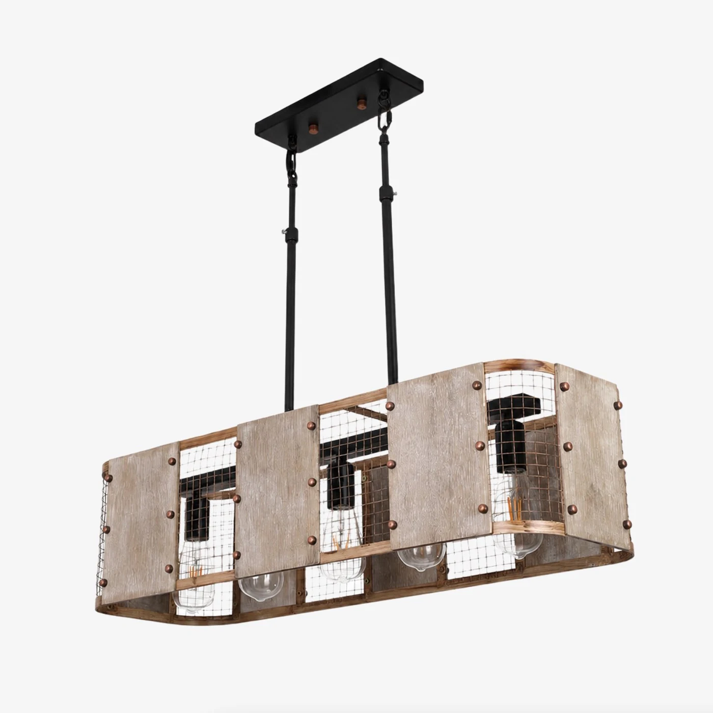 Natuurlijke kleur, vijflichts hanglamp, 80 cm, warm wit
