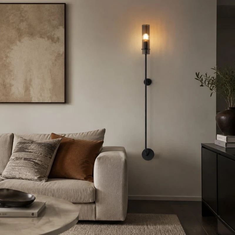 Black living room scene