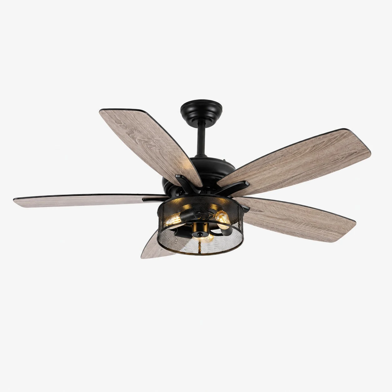 Lame in legno chiaro nero con gabbia a rete / 132 cm / 52″