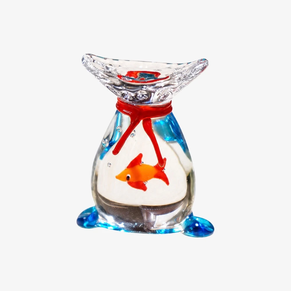 Stijl B afgerond handgemaakt glazen goudvisornament