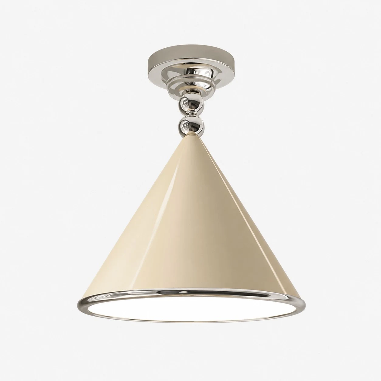 Plafonnier blanc crème + chrome 40 cm / 15,7 po