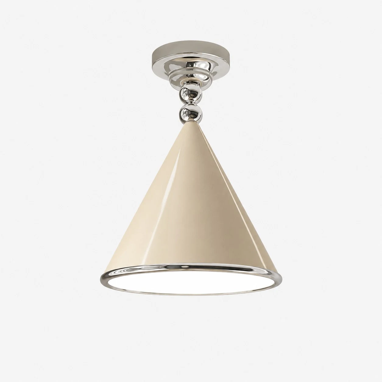 Plafonnier blanc crème + chrome 30 cm / 11,8 po