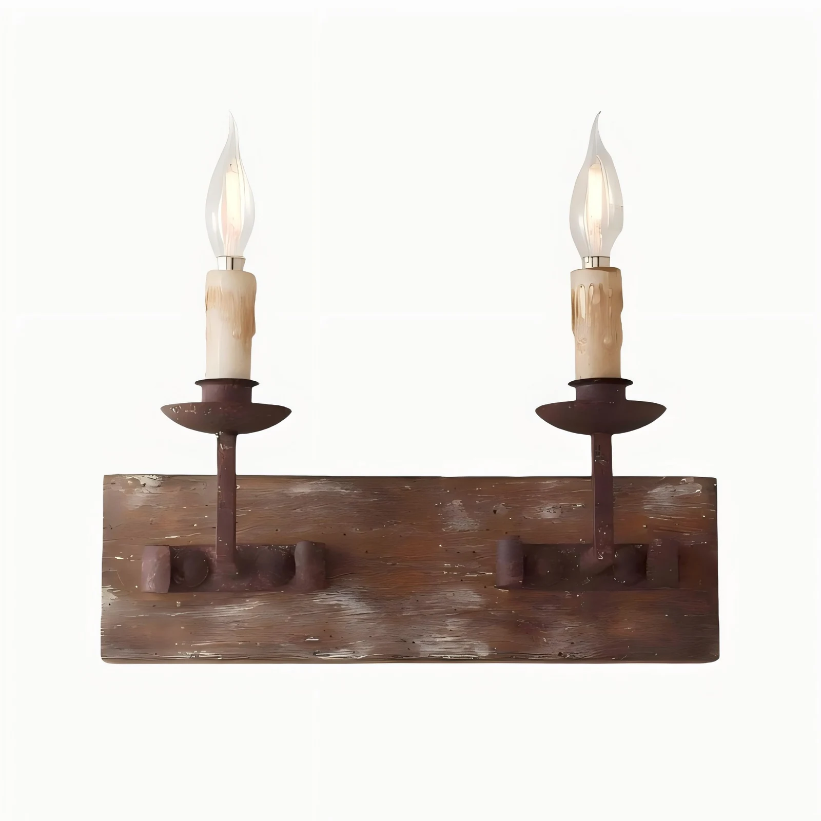 Aplique de pared rústico de dos luces para velas