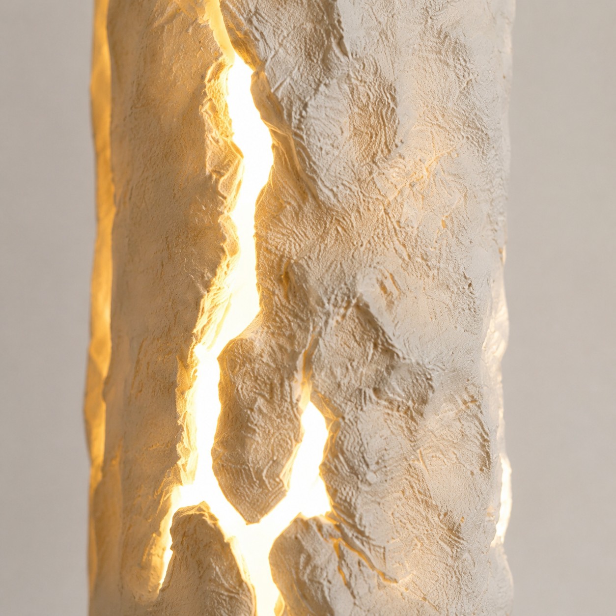 Textur und Leuchtdetails der weißen Harzwandlampe