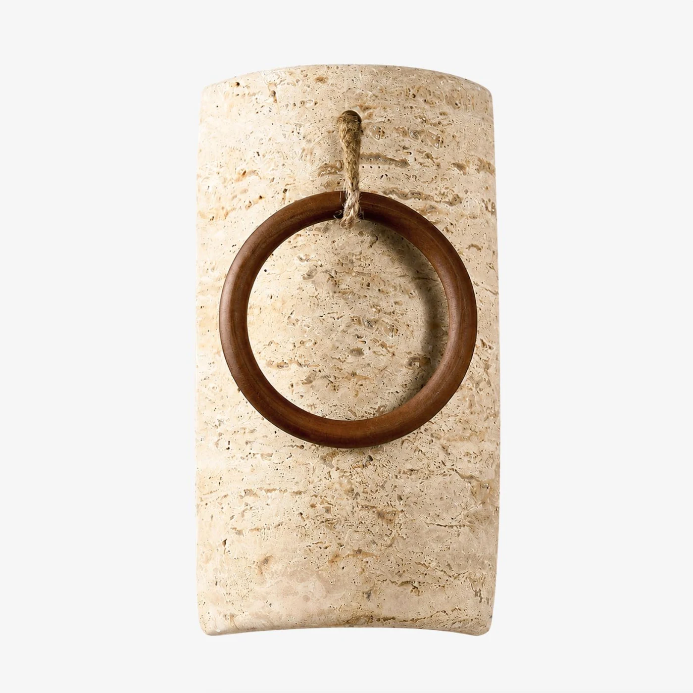 Applique da parete antica in pietra con anello in legno - Vista prodotto