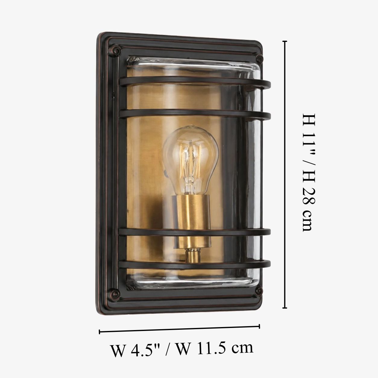 Small outdoor wall sconce dimension diagram